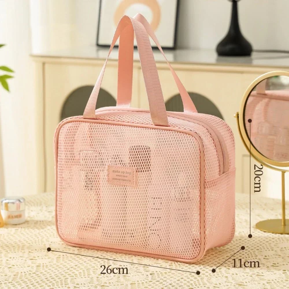 Kosmetyczka z siatki – pojemny organizer podróżny na kosmetyki z wieloma przegródkami